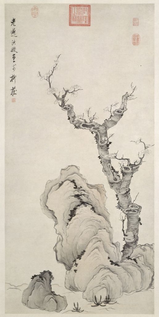 图片[1]-Chen Hongshou Plum Stone Map Axis-China Archive